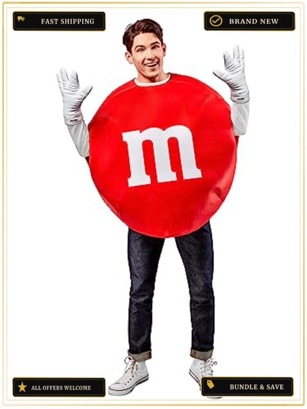 Unisex Adult M&M Foam Tabard Costume with Gloves, Halloween Cosplay